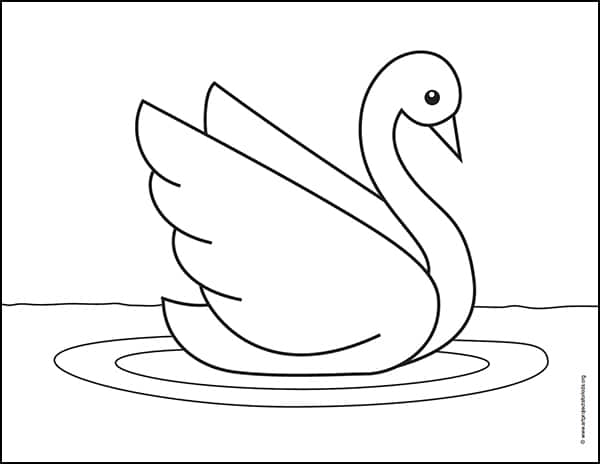 Easy How To Draw A Swan Tutorial And Swan Coloring Page