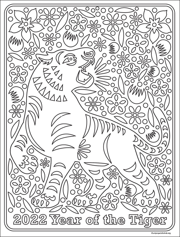 Chinese New Year Coloring page, available as a free download.