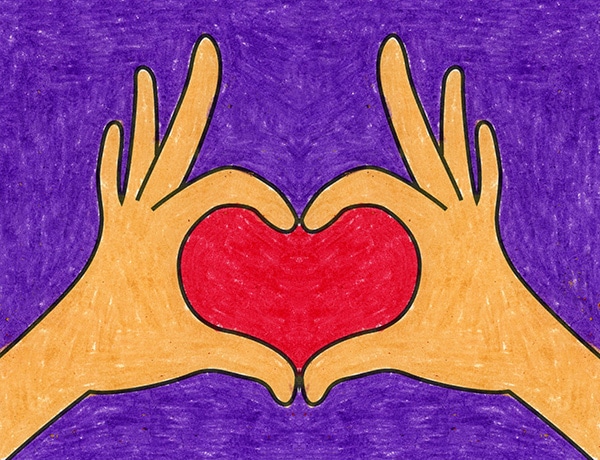Easy How to Draw Two Hands Making a Heart Tutorial and Coloring Page