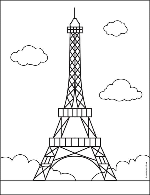 Straightforward Easy Methods To Draw The Eiffel Tower Tutorial And   Eiffel Tower Coloring Page 1 