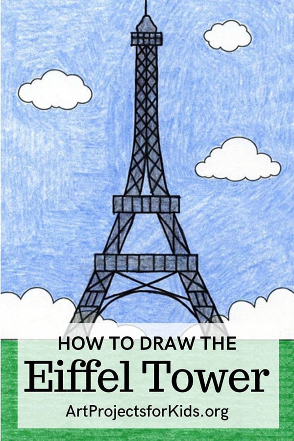 Простой учебник по рисованию Эйфелевой башни и страница раскраски