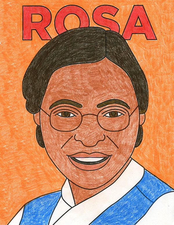 A drawing of Rosa Parks, made with the help of an easy step by step tutorial. 