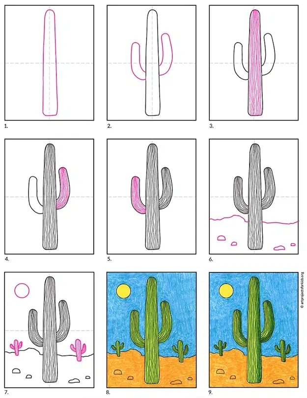 How to Draw a Cactus Flower - Art Projects for Kids - Free Drawing  Printables for Kids | Drawing tutorials for kids, Drawing for kids, Drawing  tutorial easy