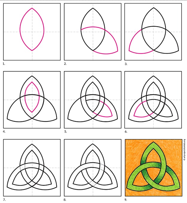 Easy How to Draw a Celtic Knot Tutorial and Celtic Knot Coloring Page