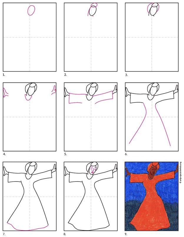 How to Draw a Dancing Lady diagram — Activity Craft Holidays, Kids, Tips
