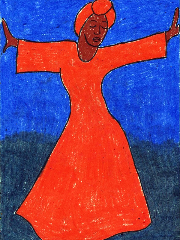 A drawing of a Dancing Lady, made with the help of an easy step by step tutorial.