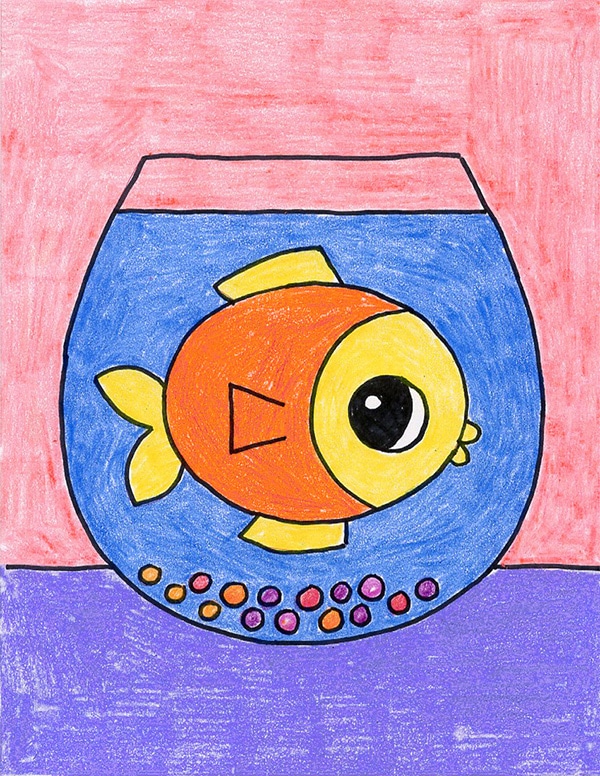 A drawing of a Fish Bowl, made with the help of an easy step by step tutorial.