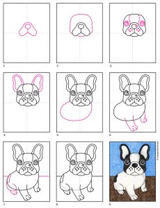 Easy How to Draw a French Bulldog Tutorial and Bulldog Coloring Page