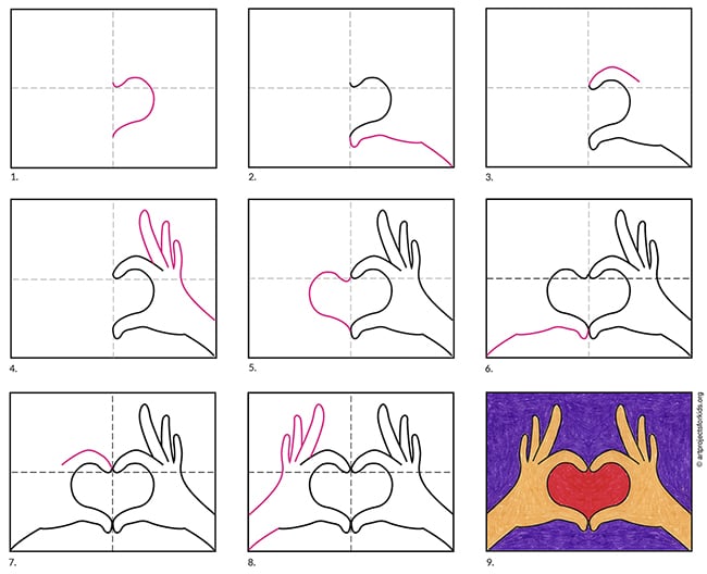 heart hands drawing