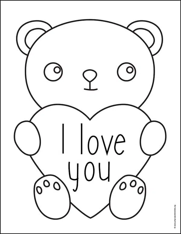 Printable I Love You Teddy Bear Coloring Page for Kids – SupplyMe