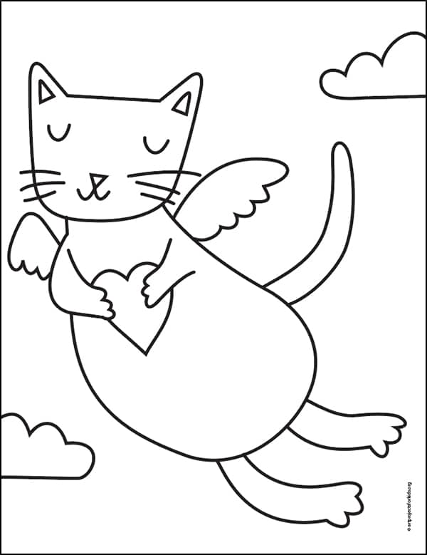 Valentine-Cat-Coloring-Page
