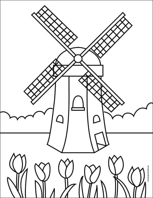 wind mill coloring pages