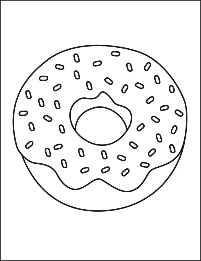 A donut coloring page, available as a free download.
