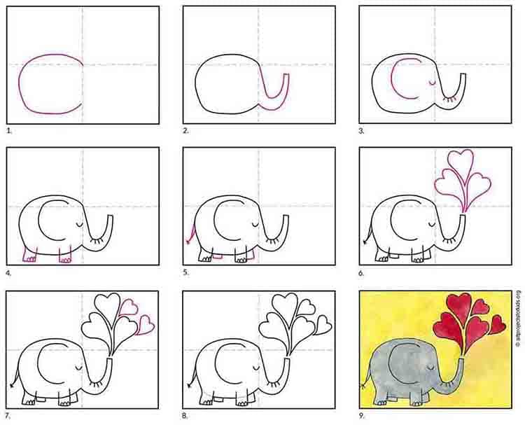 A step by step tutorial for an easy Valentine Drawing, also available as a free download.