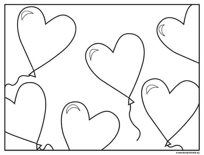 Heart Balloons Coloring Page: Free Printable Sheets for Kids