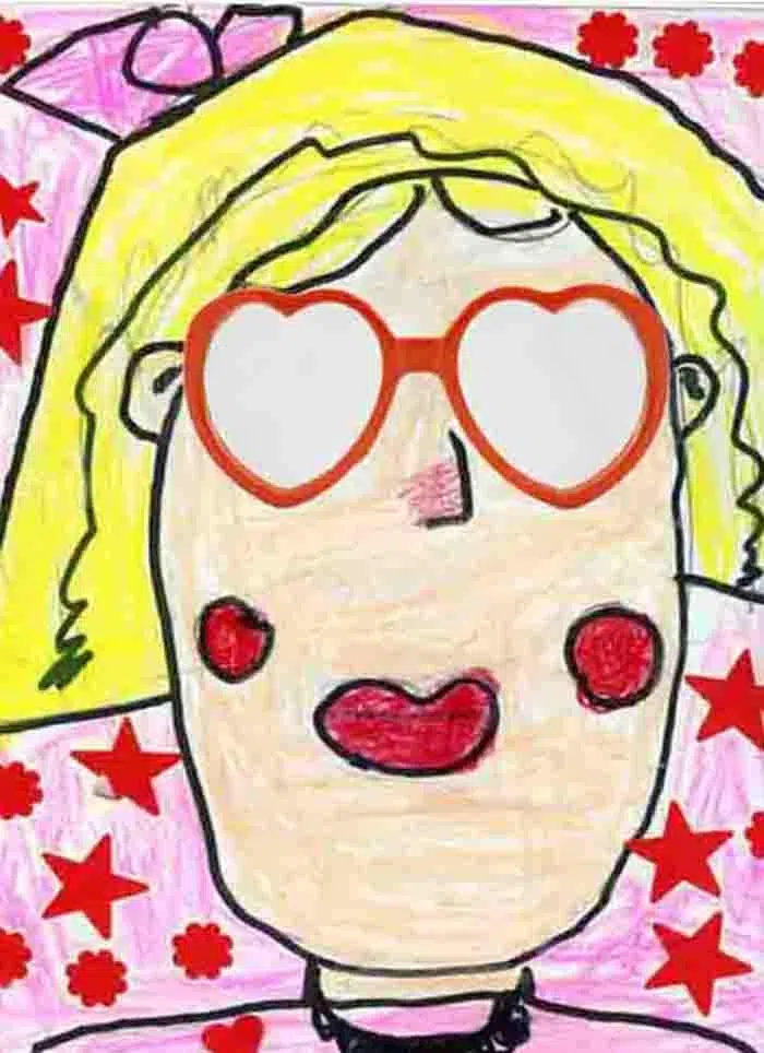 Easy Valentine Portrait: Heart Glasses Drawing