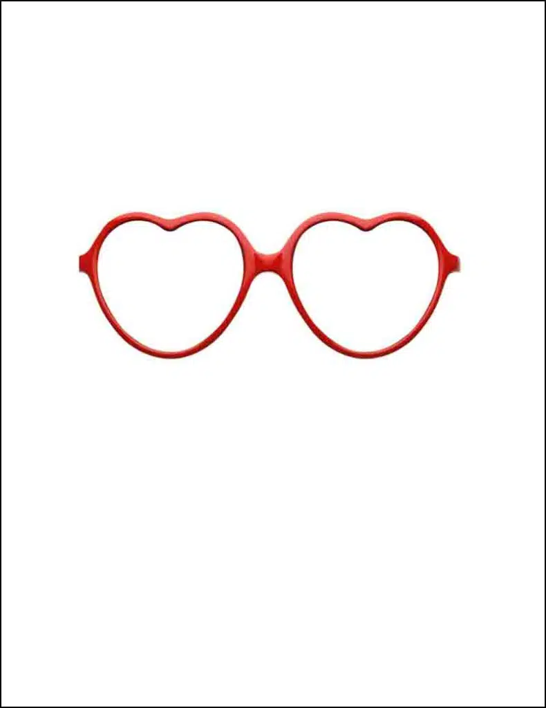 Heart Glasses Coloring page, available as a free download.