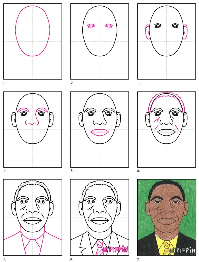 A step by step tutorial for how to draw an easy portrait of Horace Pippin, also available as a free download.