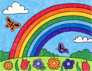 Easy How to Draw a Rainbow Tutorial Video & Rainbow Coloring Page