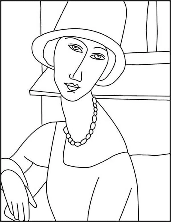 Modigliani Coloring page, available as a free download.