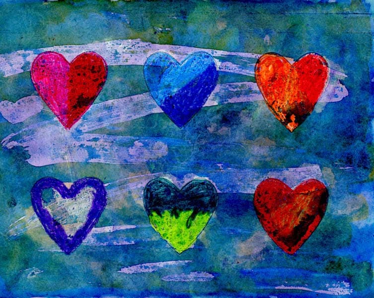 Valentines Painting Ideas: Watercolor Resist Hearts
