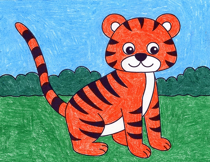 An easy tiger drawing for kids tutorial, made with the help of an easy step by step tutorial. 