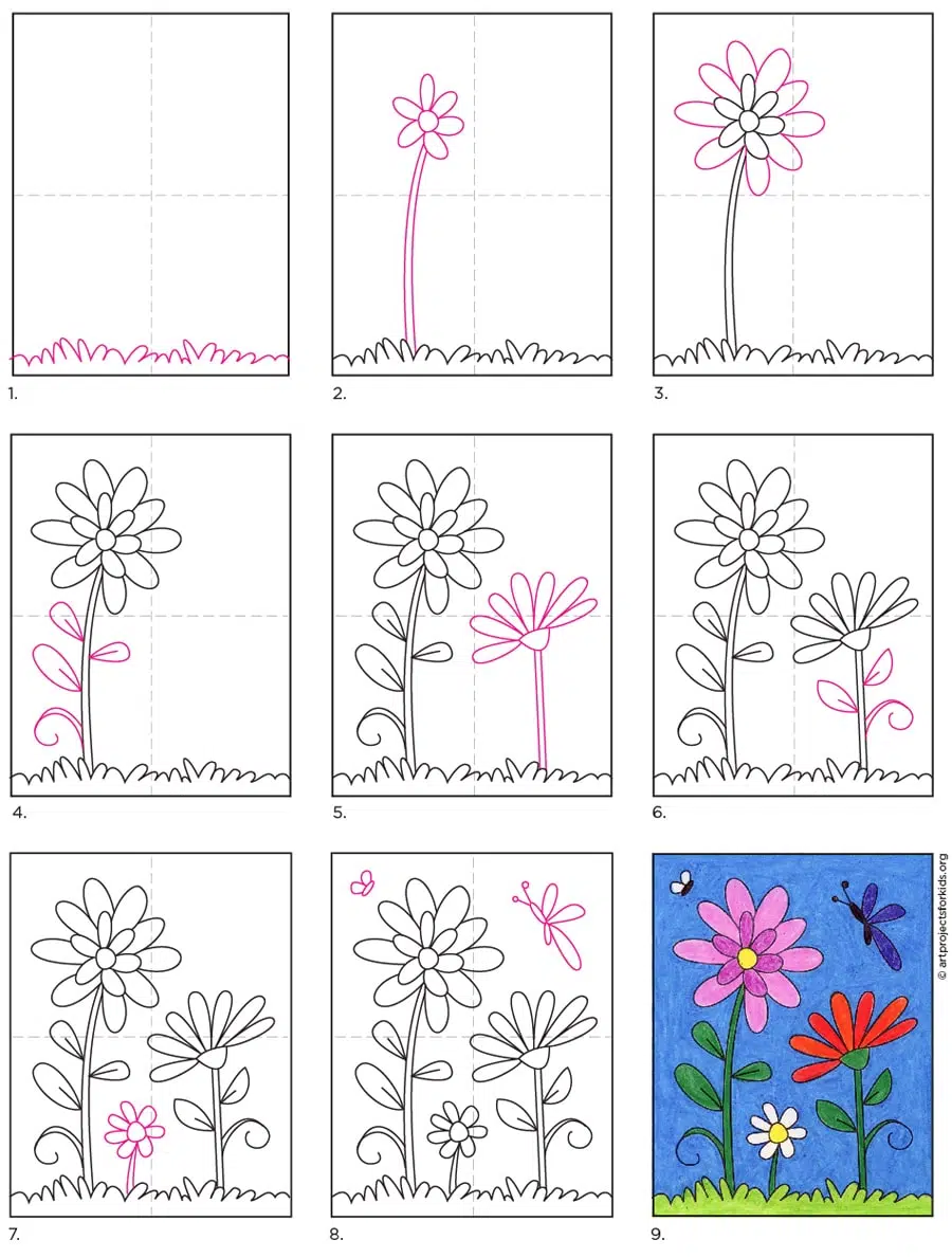 how to draw a beautiful flower step by step easy - YouTube
