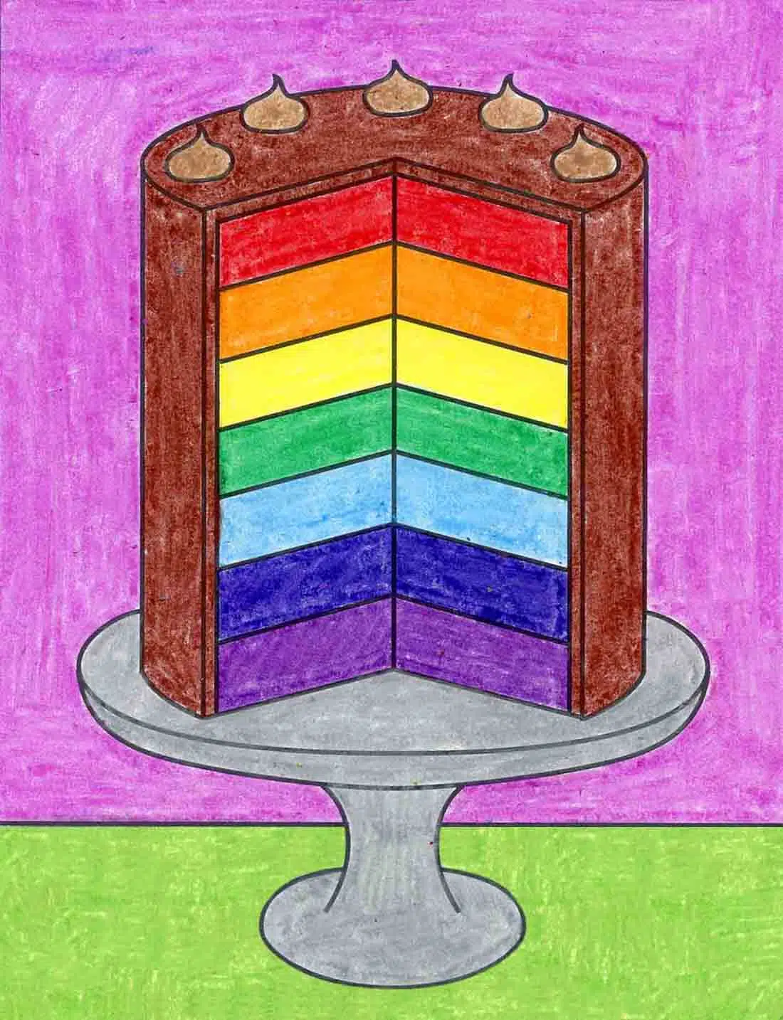 Easy How to Draw a Cake Tutorial and Cake Coloring Page