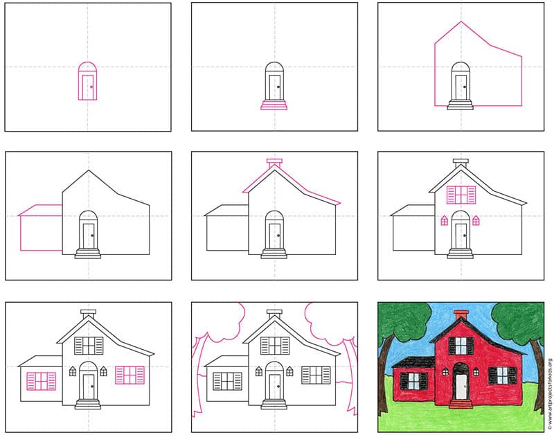 How to Draw a House diagram — Activity Craft Holidays, Kids, Tips