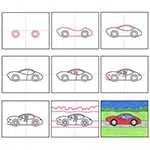 Easy How to Draw a Sports Car Tutorial Video and Coloring Page