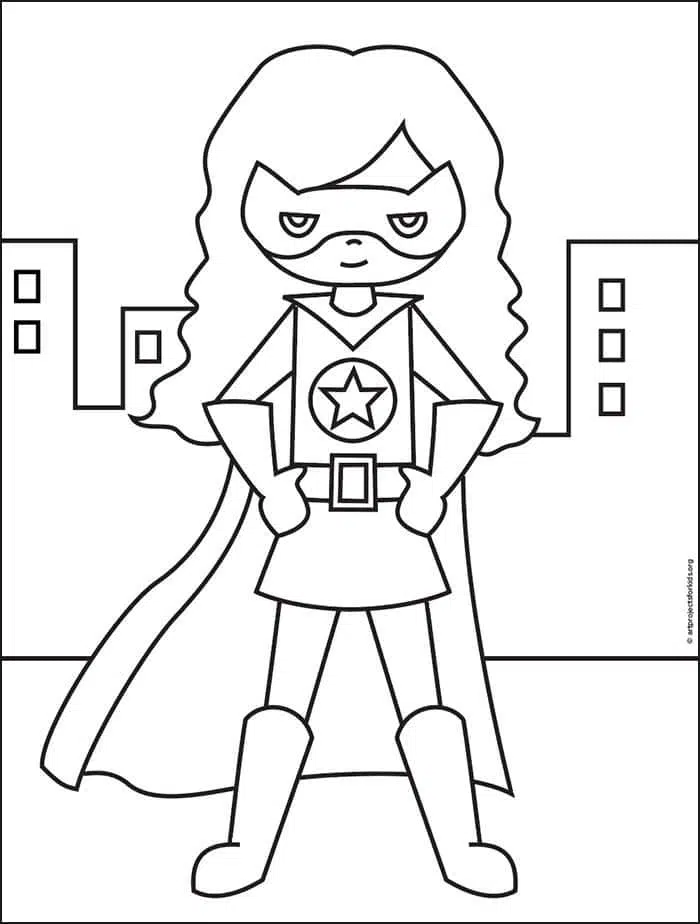 Easy How to Draw Supergirl Tutorial and Supergirl Coloring Page