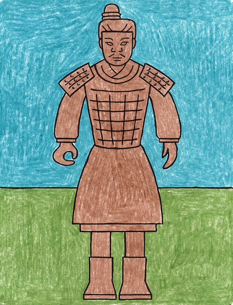 Easy How to Draw a Terracotta Warrior and Warrior Coloring Page