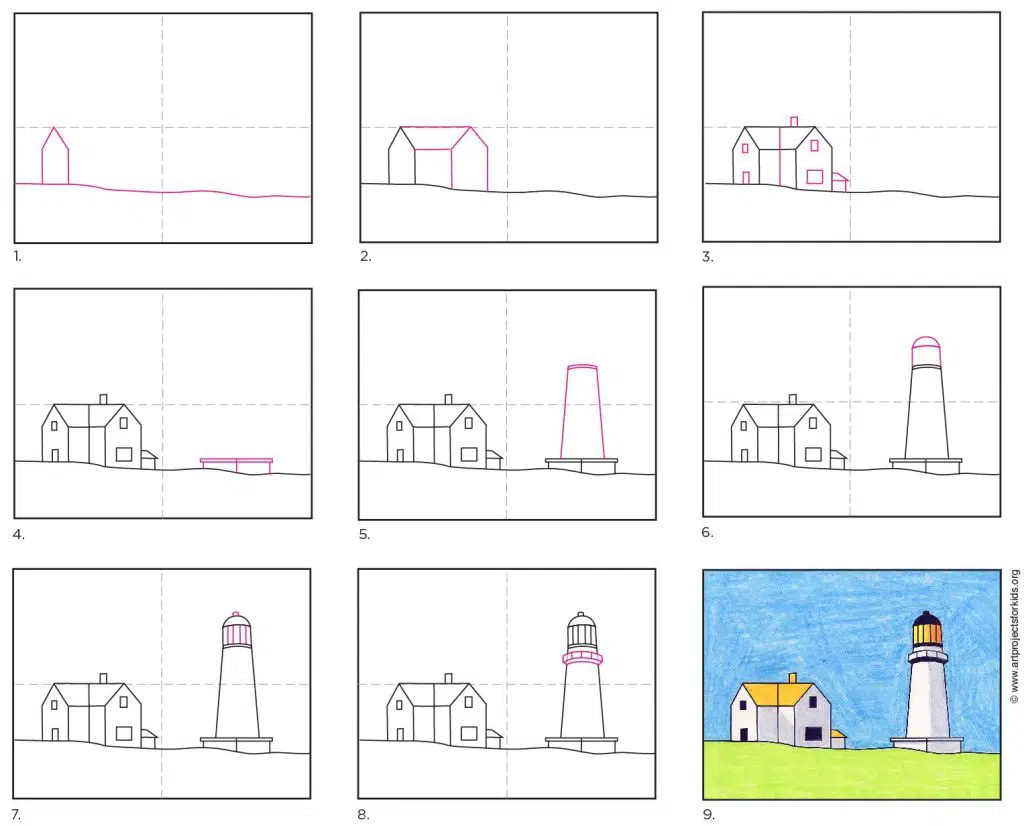 A step by step tutorial for how to draw an easy Edward Hopper art project for Kids, also available as a free download.