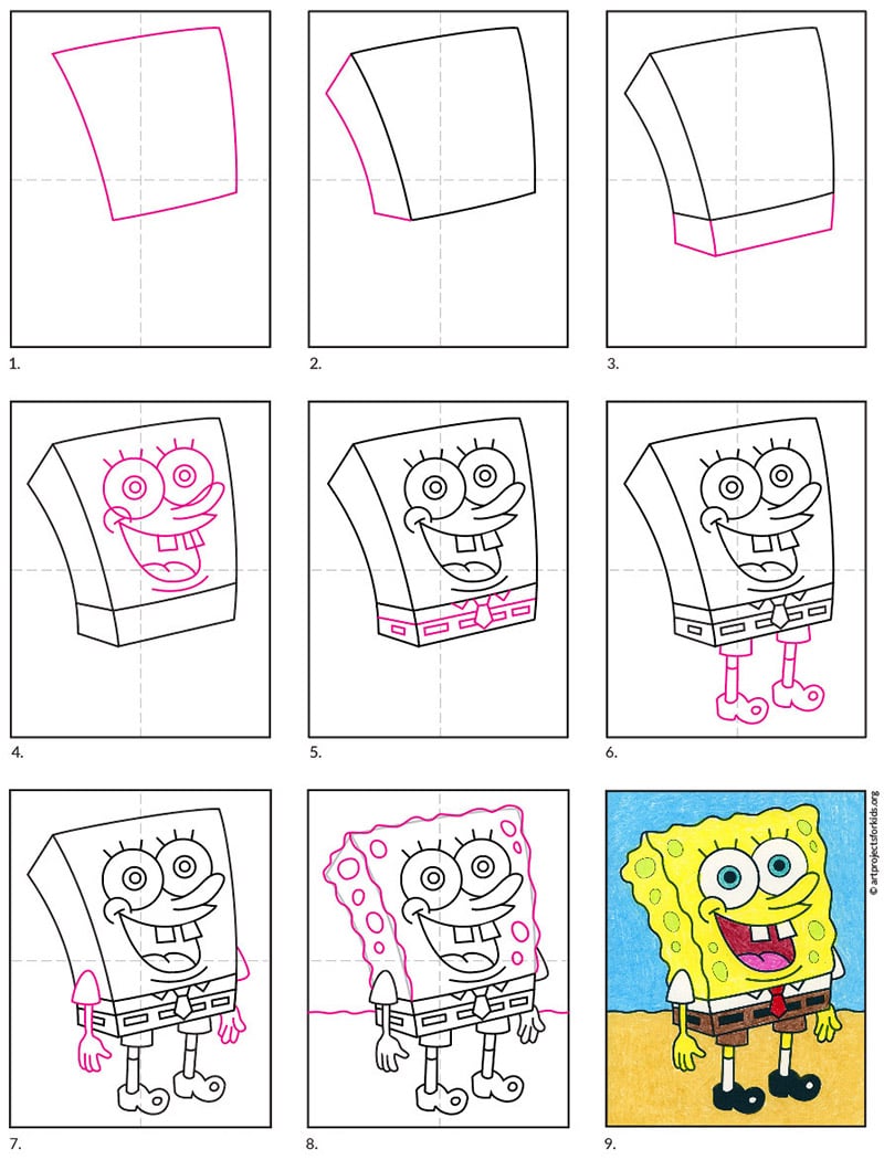 Steps How To Draw Spongebob Squarepants