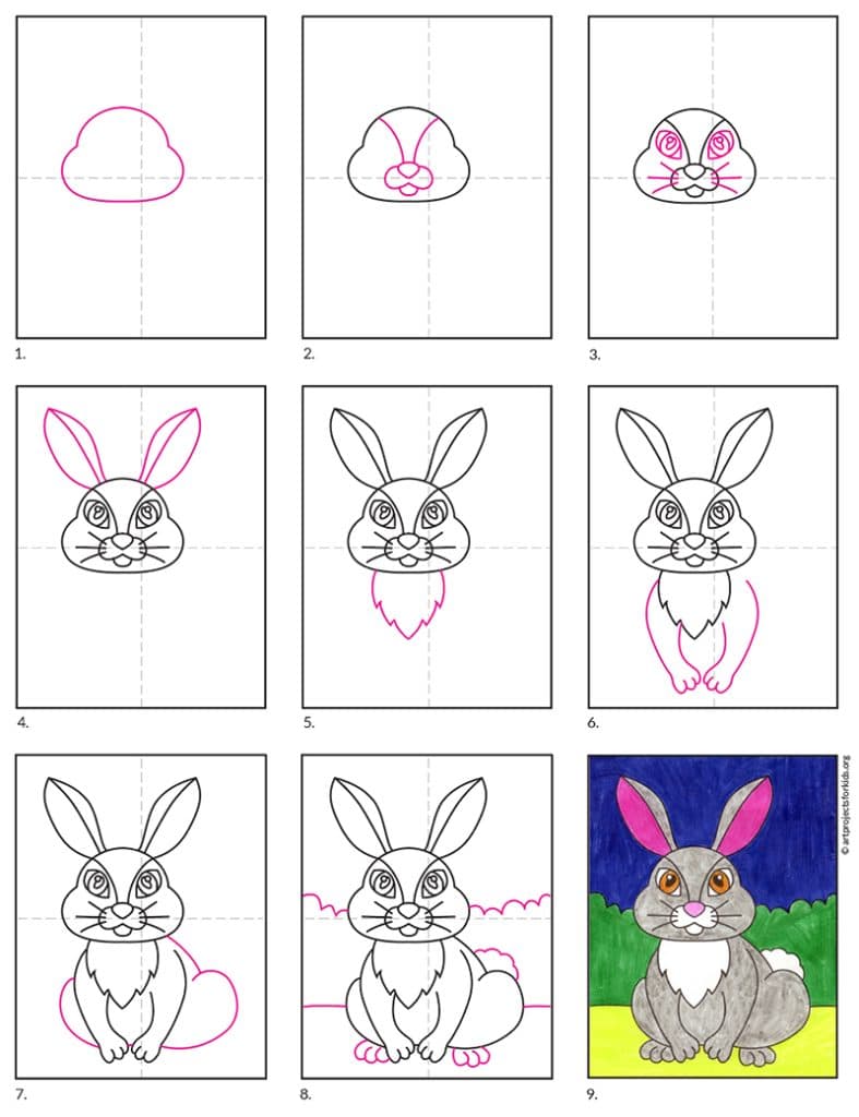 How to Draw a Bunny diagram – Activity Craft Holidays, Kids, Tips