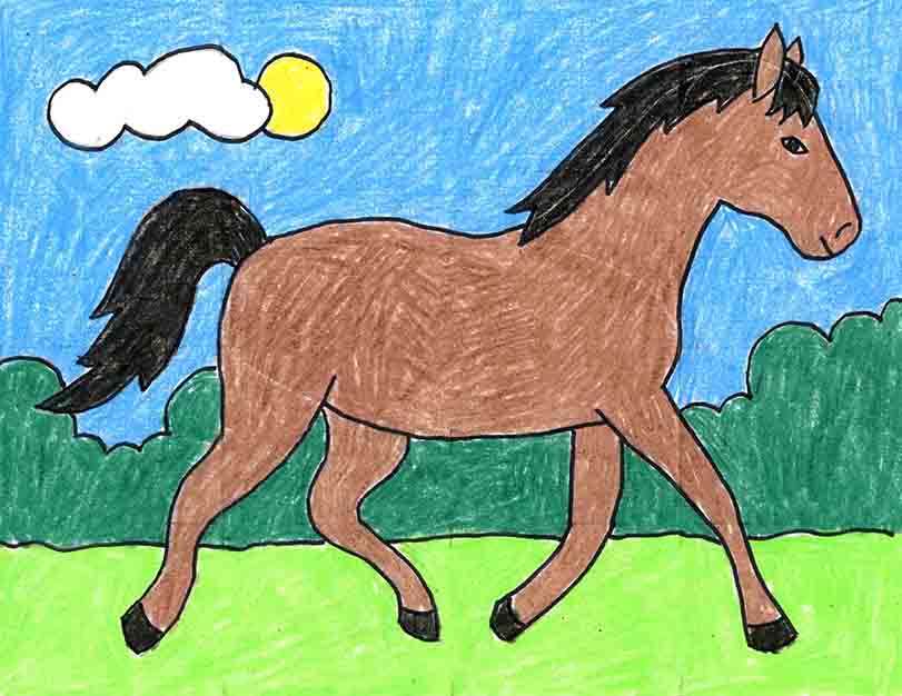 how to draw a horse step by step for kids