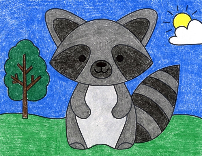 cute baby raccoon drawing