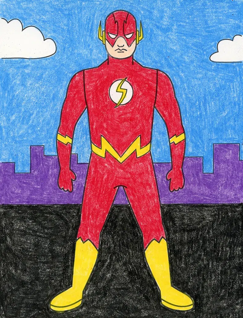 superhero kid drawing