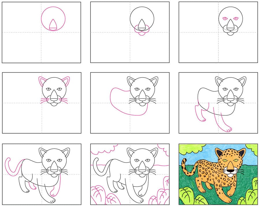A step by step tutorial for how to draw an easy jaguar, also available as a free download.