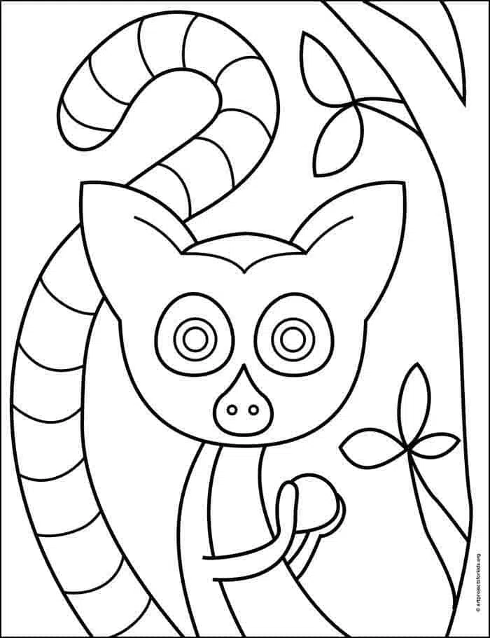 Lemur Coloring page, available as a free download.