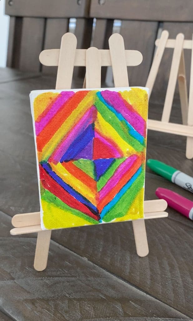 A Kandinsky inspired art project, made with the help of an easy step by step tutorial.