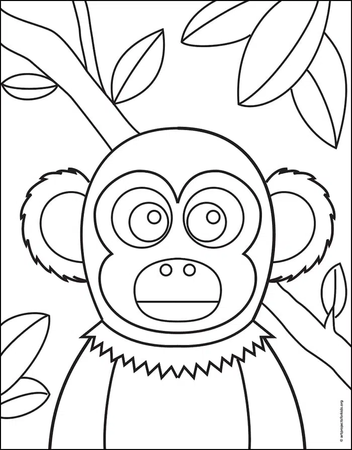 Monkey Coloring Page · Creative Fabrica