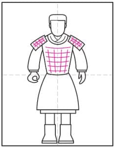 Easy how to draw a Terracotta Warrior and Warrior Coloring Page