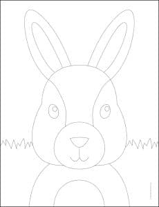 Easy How to Draw a Bunny Face Tutorial Video and Coloring Page