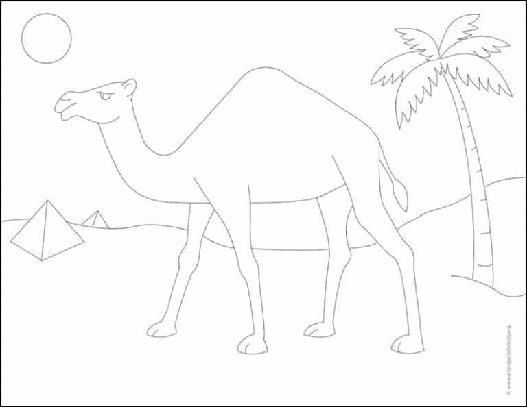 Easy How to Draw a Camel Tutorial and Camel Coloring Page