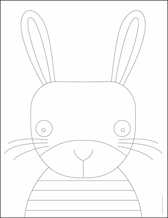 Easy How to Draw a Bunny Face Tutorial and Bunny Coloring Page