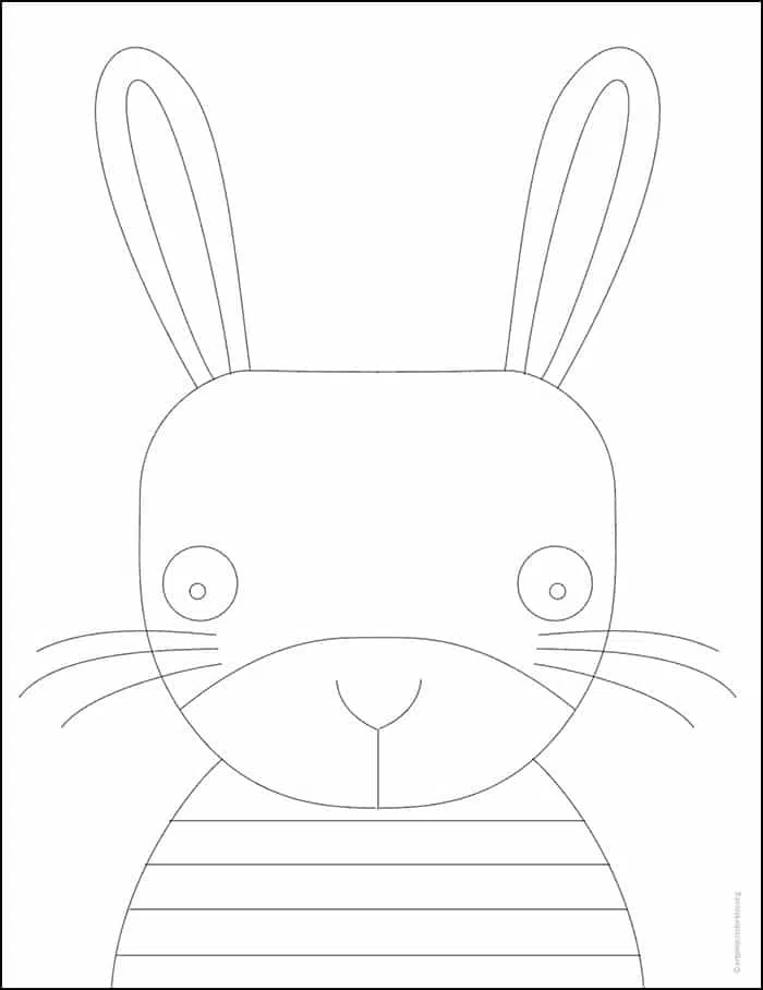 Premium Photo | A drawing of a bunny that is sitting on a white background.