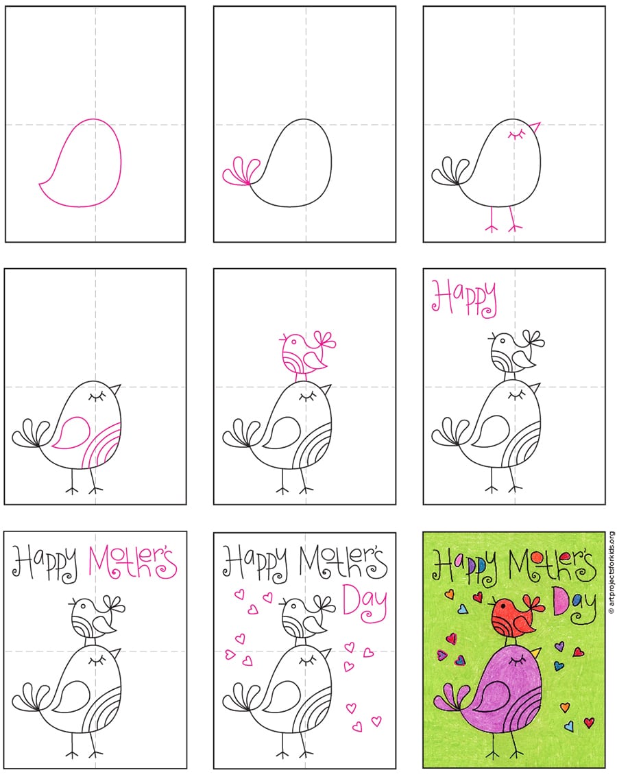 Easy DIY Mother's Day Card Tutorial and Mother's Day Coloring Page