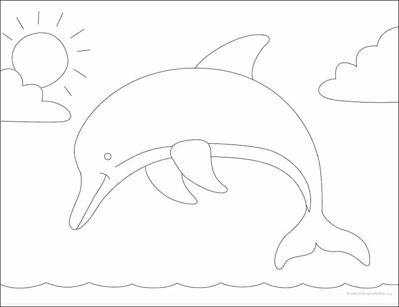 Как легко нарисовать дельфина, обучающее видео и раскраска