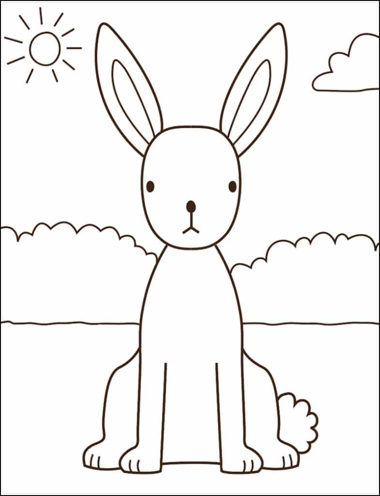 Easy Bunny Art Coloring page, available as a free download.
